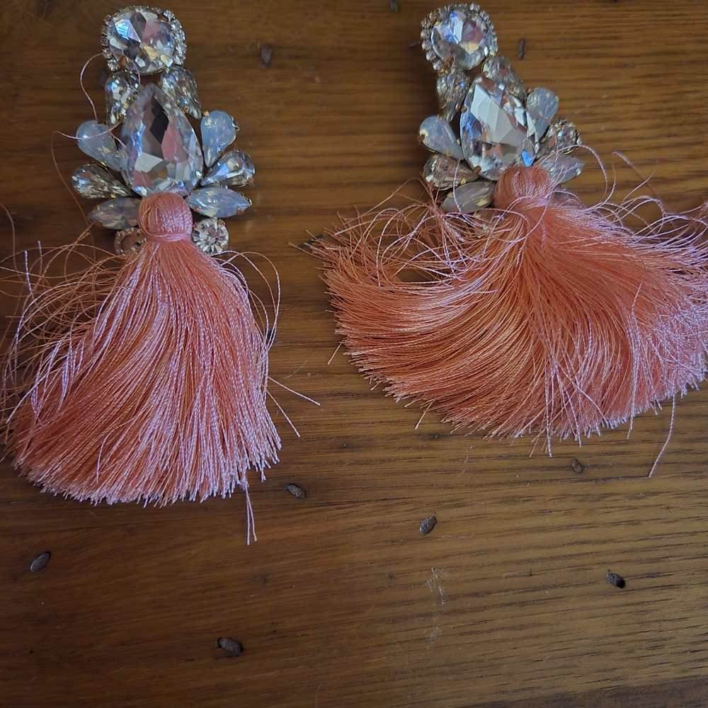 Elegant Pink Tassel Earrings